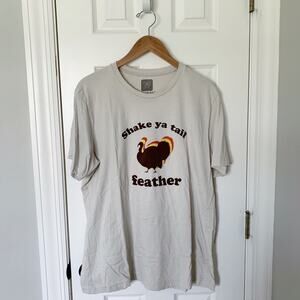 Shake Ya Tail Feather Adult Unisex Tan Tee, size XL